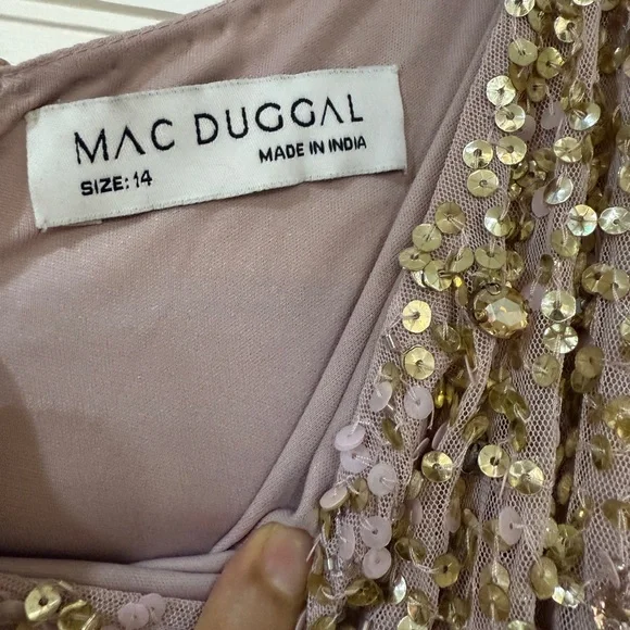 NWT Mac Duggal 9224 Pink One Shoulder Embellished Trapeze A Line Gown Size 14 - Picture 14 of 17